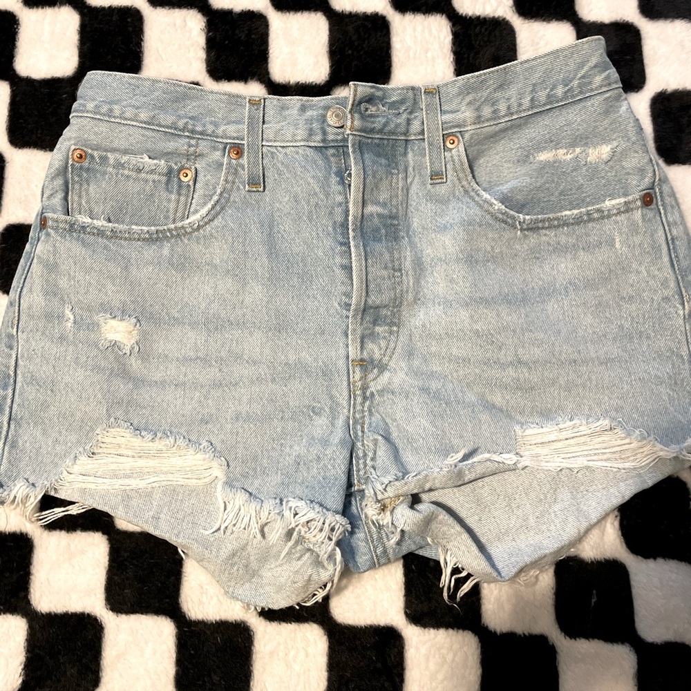 Women’s Levi’s 501 Jean shorts with distressing